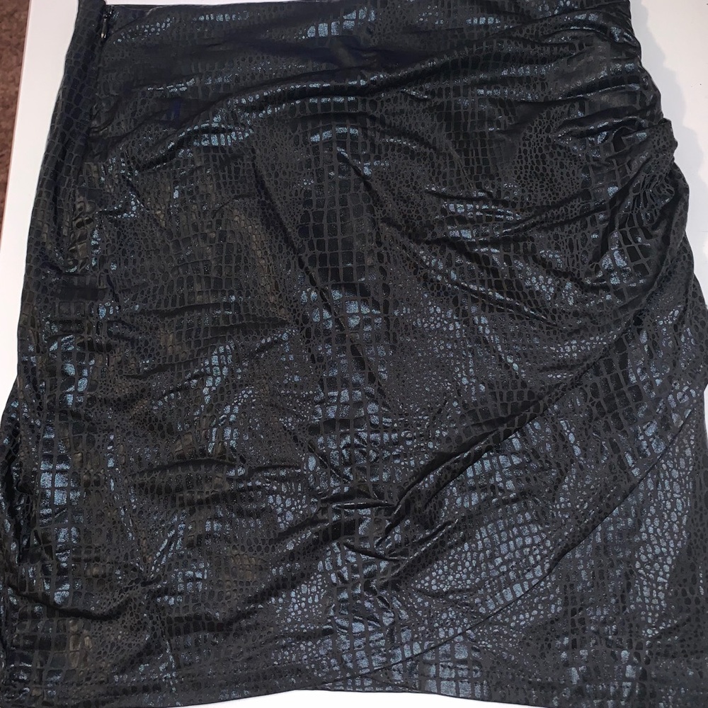 crocodile print body con skirt